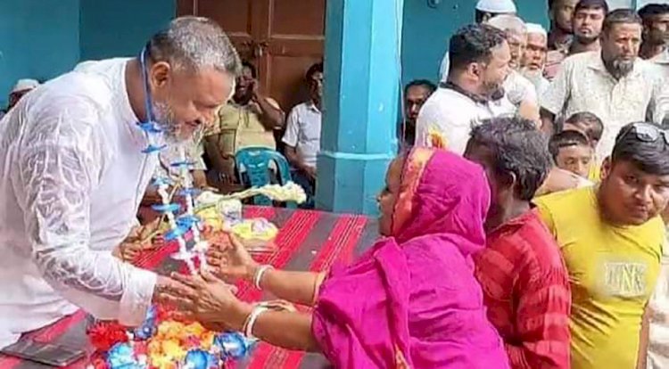 Newly elected Chairman of Upazila Parishad Manjur Morshed in Porsha of Naogaon