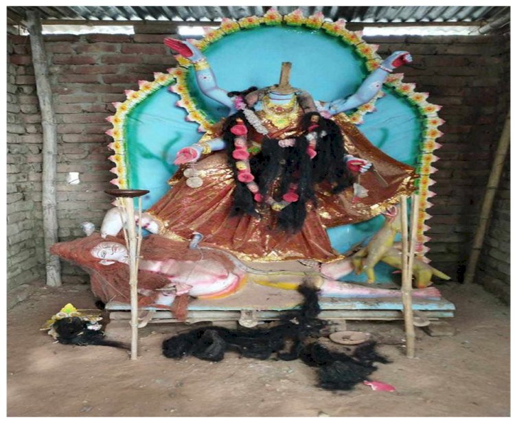 Miscreants vandalized Kali idol of Naogaon Ghoshpara Kali temple