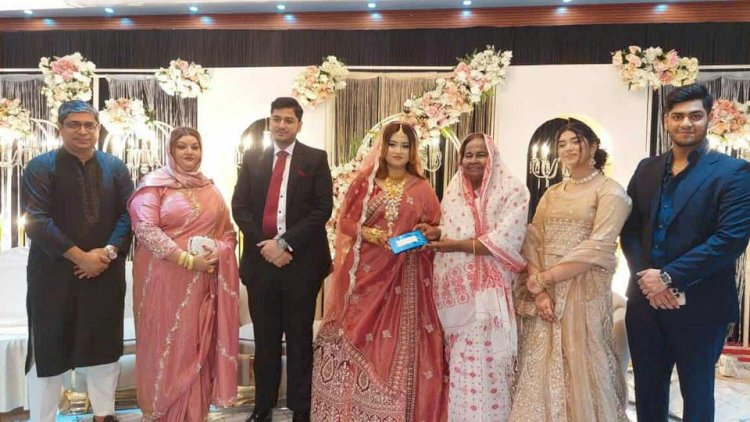Doctor Hosne Ara Begum's blessings for the newlyweds at the grand Bou-Bhat ceremony in Bogura.