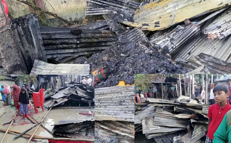 In Burichang, residential houses burnt to ashes in a fire caused by an electrical short circuit.